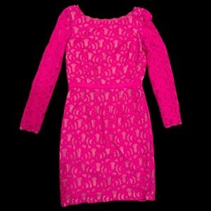 Nine West Barbie Hot Pink Lace Dress Sexy Cute Vibrant